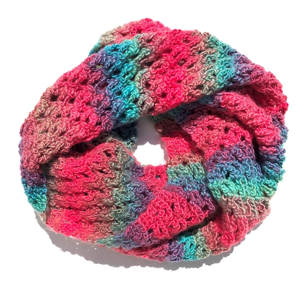 Hand Crochet Neck Scarf Rainbow Pride Rainbow Sherbet Boho.